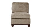 Camel Chenille Fabric Modular Sectional 6pc Set Living Room Furniture U-Sectional Couch 2x Corner Wedge 2x Armless Chairs and 2x Ottomans Tufted Back