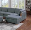 Living Room Furniture 8pc Sectional Sofa Set Steel Dorris Fabric Couch 3x Wedges 3x Armless Chair And 2x Ottomans