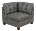 Living Room Furniture Antique Grey Modular Sectional 9pc Set Breathable Leatherette Tufted Couch 3x Corner Wedge 4x Armless Chairs and 2x Ottoman