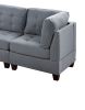 Contemporary Modular Sectional 7pc Set Living Room Furniture Corner L-Sectional Gray Linen Like Fabric Tufted Nail heads 2x Corner Wedge 3x Armless Ch