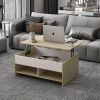 Lift Top Coffee Table w/Hidden Storage & 2 Open Shelves for Living Room Reception Room Office