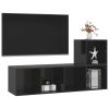 2 Piece TV Cabinet Set High Gloss Black Engineered Wood