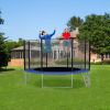 10' Round Trampoline Combo Bounce Jump Trampoline With Safety Enclosure And Spring Pad