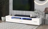 ON-TREND Extended, Minimalist Design TV stand with Color Changing LED Lights, Modern Universal Entertainment Center, High Gloss TV Cabinet for 90+ inc