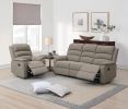 Modern Light Brown Color Burlap Fabric Recliner Motion Sofa 1pc Plush Couch Manual Motion Sofa Living Room Furniture