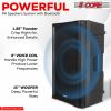 5 Core Karaoke Machine 200W Big Bluetooth PA System Powered DJ Singing Party Speaker w 2 Wireless Microphones Portable Large Professional Outdoor Soun