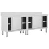 Work Tables with Sliding Doors 2pcs 78.7"x19.7"x(37.4"-38.2") Stainless Steel