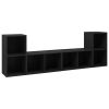 TV Cabinets 4 pcs Black 28.3"x13.8"x14.4" Engineered Wood