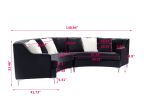 Black Velvet Curved Sofa