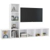 3 Piece TV Cabinet Set High Gloss White Engineered Wood