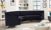 Black Velvet Curved Sofa