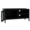 TV Stand Black 35.4"x11.8"x17.3" Steel and Glass