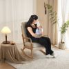 100*65*101cm High Back Belt Waist Pillow Log Color Solid Wood Armrest Backrest Seat Frame Iron Frame Indoor Rocking Chair/armchair dual use Off-White