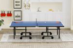 Table Tennis Table - 15mm Professional MDF Indoor Table Tennis Table with Table Tennis Net and Bats etc. Quick Assembly, Single Training Table, 108"L