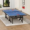 Table Tennis Table - 15mm Professional MDF Indoor Table Tennis Table with Table Tennis Net and Bats etc. Quick Assembly, Single Training Table, 108"L