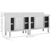 Work Tables with Sliding Doors 2pcs 78.7"x19.7"x(37.4"-38.2") Stainless Steel