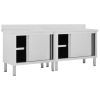 Work Tables with Sliding Doors 2pcs 78.7"x19.7"x(37.4"-38.2") Stainless Steel