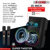 5 Core Karaoke Machine 200W Big Bluetooth PA System Powered DJ Singing Party Speaker w 2 Wireless Microphones Portable Large Professional Outdoor Soun