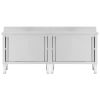 Work Tables with Sliding Doors 2pcs 78.7"x19.7"x(37.4"-38.2") Stainless Steel