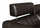 Leather Power Reclining Sectional - Top-Grain Leather, Transitional Styling, Espresso Color, Power Features, USB Charging