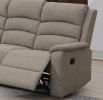 Modern Light Brown Color Burlap Fabric Recliner Motion Sofa 1pc Plush Couch Manual Motion Sofa Living Room Furniture