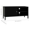 TV Stand Black 35.4"x11.8"x17.3" Steel and Glass