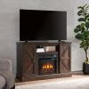 Farmhouse Classic Media TV Stand Antique Entertainment Console for TV up to 50" with 18" Electric Fireplace Insert with Open and Closed Storage Space,