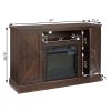 Farmhouse Classic Media TV Stand Antique Entertainment Console for TV up to 50" with 18" Electric Fireplace Insert with Open and Closed Storage Space,