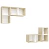 Wall-mounted TV Cabinets 4 pcs White and Sonoma Oak Engineered Wood