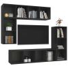 4 Piece TV Cabinet Set Black Engineered Wood