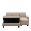 Reversible Sectional Couch with Storage Chaise L-Shaped Sofa for Apartment Sectional Set ,Sectional Sofa with Ottoman,Nailhead Textured Linen Fabric 3