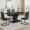 Table and chair set, modern dining table, black tabletop and black MDF leg table, soft and comfortable dining chair, perfect for dinner, meetings, hom