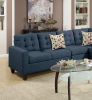 Modular Sectional Navy Polyfiber 4pcs Sectional Sofa LAF And RAF Loveseats Corner Wedge Armless Chair Tufted Cushion Couch