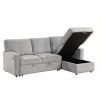 U_STYLE Upholstery Sleeper Sectional Sofa with Storage Space, USB port, 2 cup holders on Back Cushions