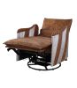ACME Qalurne Power Recliner w/Swivel Function, 2-Tone Mocha Top Grain Leather & Aluminum 59942