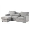 U_STYLE Upholstery Sleeper Sectional Sofa with Storage Space, USB port, 2 cup holders on Back Cushions