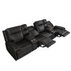 Trevor Triple 4 Seats Power Sofa With 2 Console ,Genuine Leather, Lumbar Support, Adjustable Headrest, USB & Type C Charge Port, Middle Armless Chair