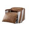 ACME Qalurne Power Recliner w/Swivel Function, 2-Tone Mocha Top Grain Leather & Aluminum 59942