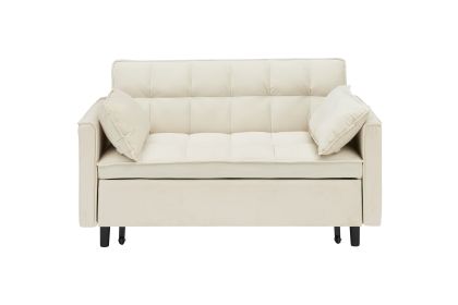 Modern velvet sofa, sofa pull-out bed, small love seat casual sofa with back, with pillow, pockets, living room furniture