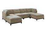 Camel Chenille Fabric Modular Sectional 6pc Set Living Room Furniture U-Sectional Couch 2x Corner Wedge 2x Armless Chairs and 2x Ottomans Tufted Back