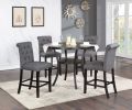 Dining Room Furniture Natural Wooden Round Dining Table 1pc Counter Height Dining Table Only Nailheads and Storage Shelve