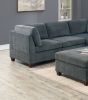 Living Room Furniture Grey Chenille Modular Sectional 6pc Set Corner Sectional Modern Couch 3x Corner Wedge 2x Armless Chairs and 1x Ottoman Plywood