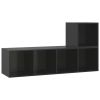 2 Piece TV Cabinet Set High Gloss Black Engineered Wood