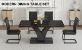 Table and chair set, modern dining table, black tabletop and black MDF leg table, soft and comfortable dining chair, perfect for dinner, meetings, hom