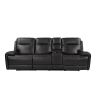 Trevor Triple Power Sofa With Console,Genuine Leather,Lumbar Support,Adjustable Headrest,USB & Type C Charge Port,Middle Armless Chair With Triple Pow