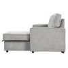 U_STYLE Upholstery Sleeper Sectional Sofa with Storage Space, USB port, 2 cup holders on Back Cushions