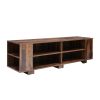 TV Stand for TVs up to 65-Inch Flat Screen; Mid-Century Modern Entertainment Center with 8 Open Shelves; Universal TV Storage Cabinet for Living Room