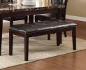 Espresso Finish 6pc Dining Set Faux Marble Top Table Bench Button-Tufted 4 Side Chairs Casual Transitional Dining Furniture