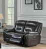 Imogen Loveseat (Power Motion); Gray Leather-Aire YJ