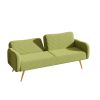 70.47" Green Fabric Double Sofa with Split Backrest and Two Throw Pillows,Suitable for living room, apartment, home office